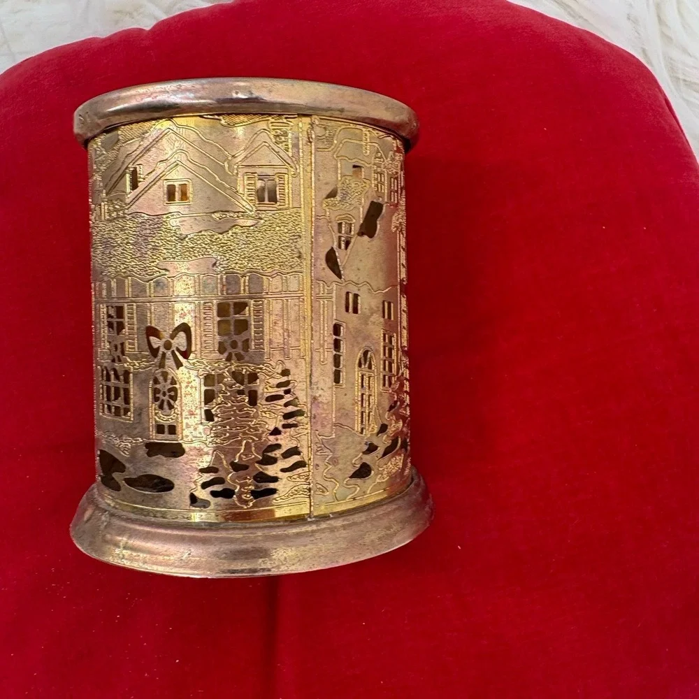 Vintage Votive Tea Light Candle Holder Gold Laser Cut 3